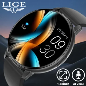 LIGE New Smart Watch Men Bluetooth Call Heart Rate Blood Oxygen Monitoring IP67 Waterproof Sports Men Smartwatch for Android ios