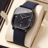 Minimalist Square Quartz Men’s Leather Watch Blue Black