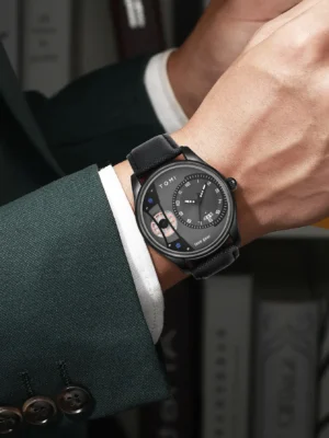 TOMI Minimalist All Black Quartz Watch Gift Set