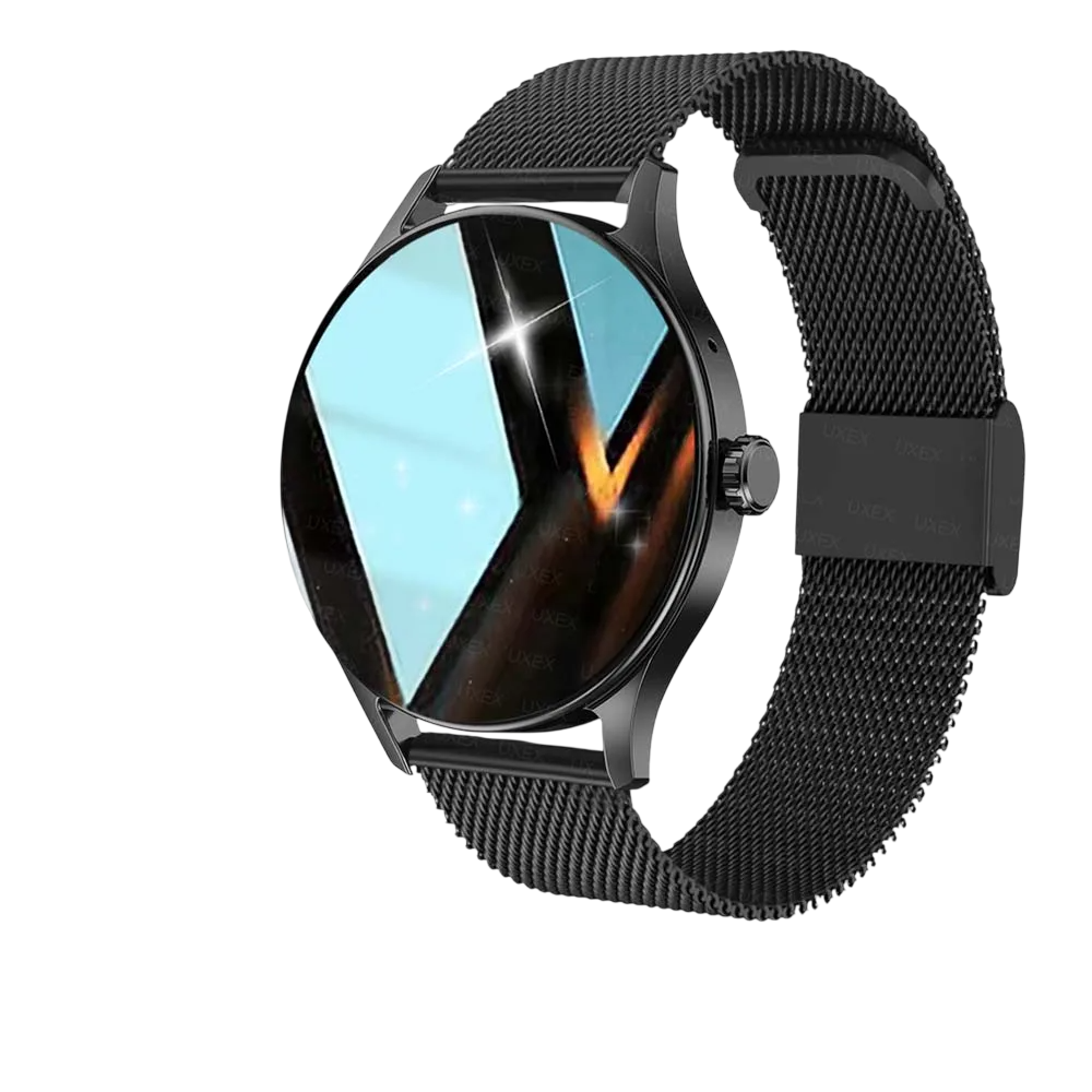 Black Milanese Mesh Belt UXEX 1.55″ Bluetooth Calling Watch