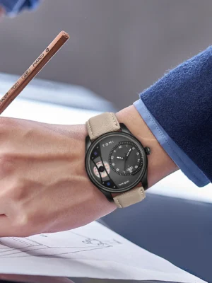 Sb09442a190d6472590ab5e99aa8b2171P-3.webp TOMI Grey Dial Quartz Watch with Dual Strap Gift Set