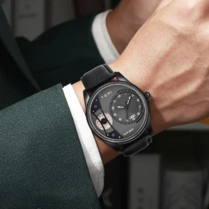 TOMI Minimalist All Black Quartz Watch Gift Set
