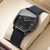 Minimalist Square Quartz Men’s Leather Watch Blue Black