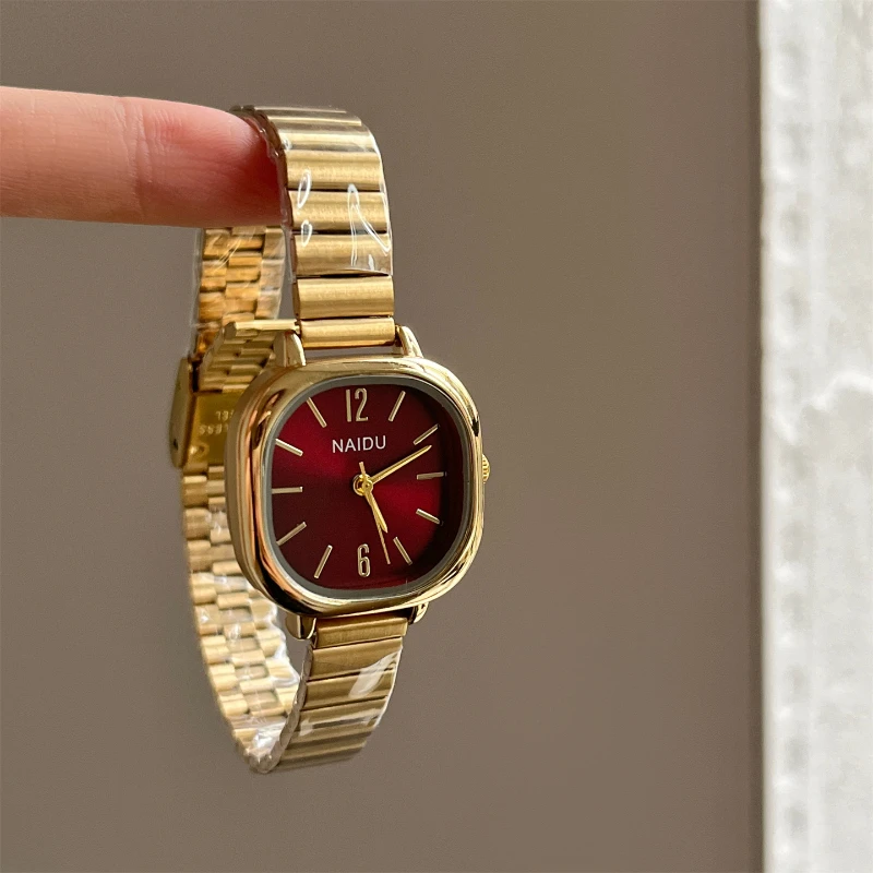 Gold Red Women’s 24mm Square Quartz Watch