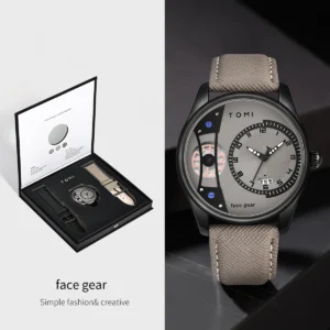 TOMI Grey Dial Quartz Watch with Dual Strap Gift Set