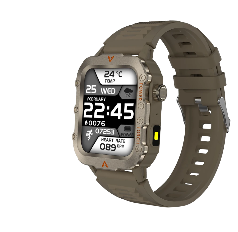 Brown LAXASFIT Q11 1.71″ Smart Watch with Bluetooth Calling