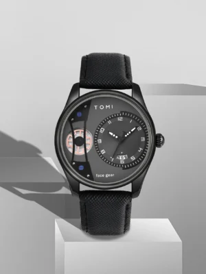TOMI Minimalist All Black Quartz Watch Gift Set
